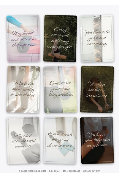 OEM Set Carduri Afirmatii Calatorie Yoga, 9 Carduri Decupate, Carton 250g, 6....