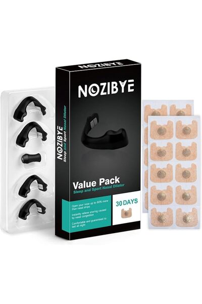 Nozibye Magnetic Nose Strips for Better Breathing (30-Day Kit, Black) - Reusa...