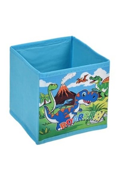 UNIC Cutie de depozitare albastru deschis cu dinozauri 15x15x15cm
