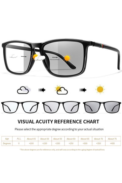 Choice +150 E12 Classic Square Photochromic Reading Glasses Presbyopic Eyewea...