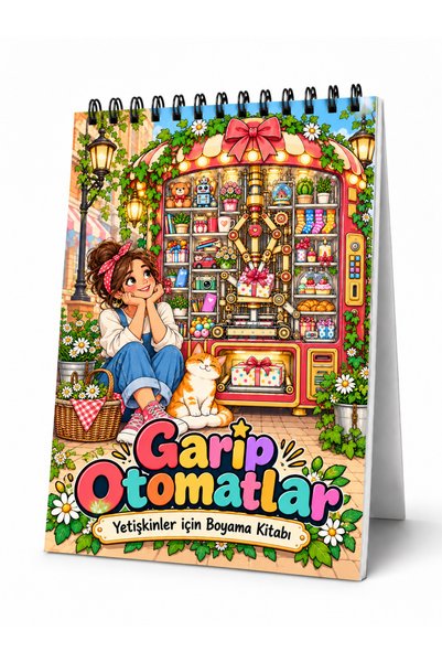Pembe Yayınevi Mandala Boyama Kitabı - Yetişkinler İçin Boyama Sayfaları - Garip Otomatlar - Eğlenceli Boyama