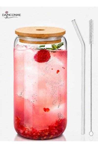 Generic DAMCONME Glass Cup with Bamboo Lid and Straw – 1 Pack 16oz Reusable I...