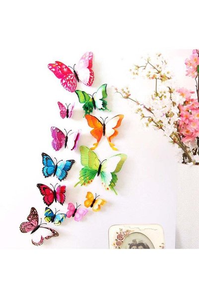 Generic Voberry 12-Piece 3D Butterfly Decorative Wall Sticker Set Multicolour...