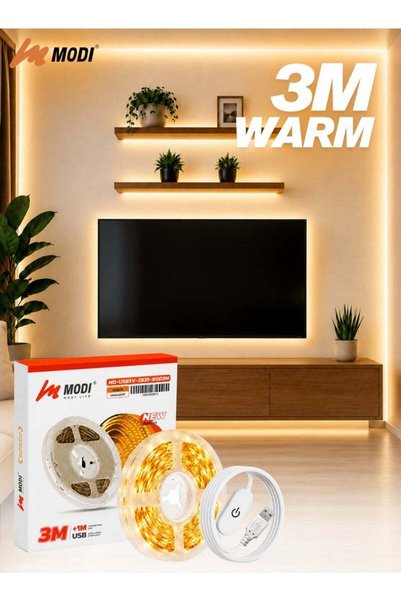 Generic MODI 3M LED Strip Light Warm White 3000K USB Powered with Switch, 60 ...