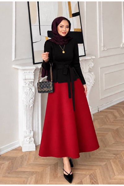 CNG MODA Scuba Fabric Zip-Up Modest Skirt
