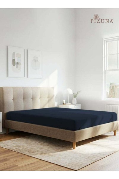 Generic Pizuna Pure Combed Cotton Fitted Bedsheet King Size 180x200 cm Dark B...