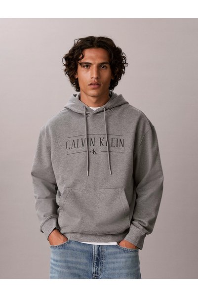 Calvin Klein Men's Brand Logo Gray1 Sweatshirt Suitable for Daily Use