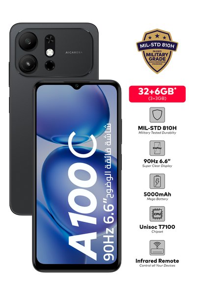 İtel A100Cs Natural Black 3+3GB RAM 32 GB 4G - Middle East Version