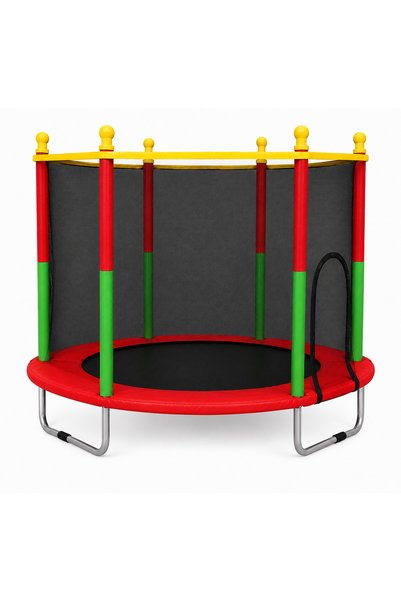 PinkBlue Trambulina Copii 140 x 122 cm, cu Plasa de Protectie, Interior si Ex...