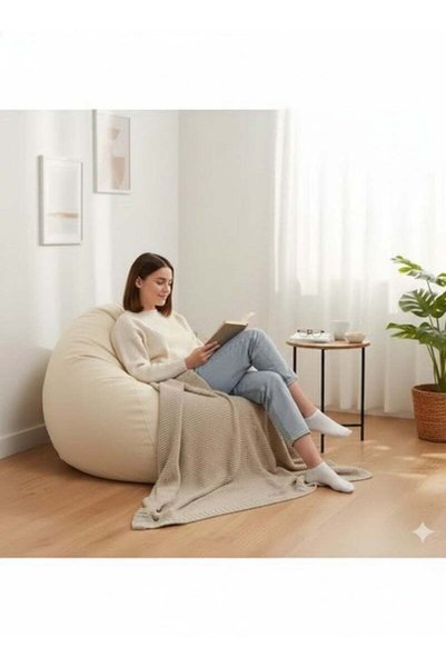 Generic Harmony Home Puffy Leather Bean Bag | Versatile Comfy Lounge & Bedroo...