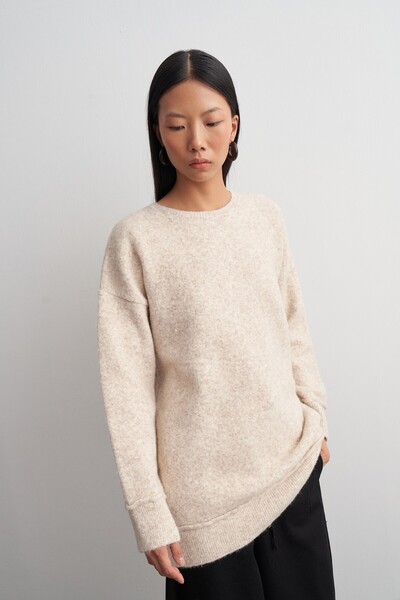 KADRİYE BAŞTÜRK Premium Textured Knitwear Sweater Beige