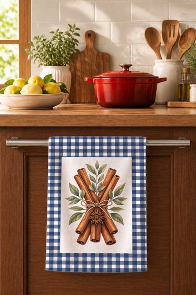 Charmbi Cinnamon Patterned Cotton Kitchen Towel 35X50 cm Digital Printed Dryi...