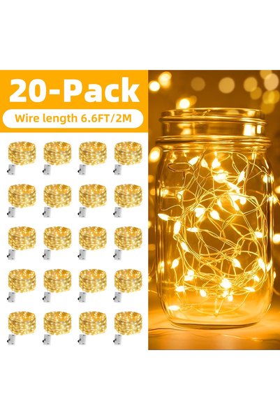 Choice 10 أضواء LED صغيرة بيضاء دافئة، 20 حزمة، أضواء سلكية نحاسية تعمل بالبط...