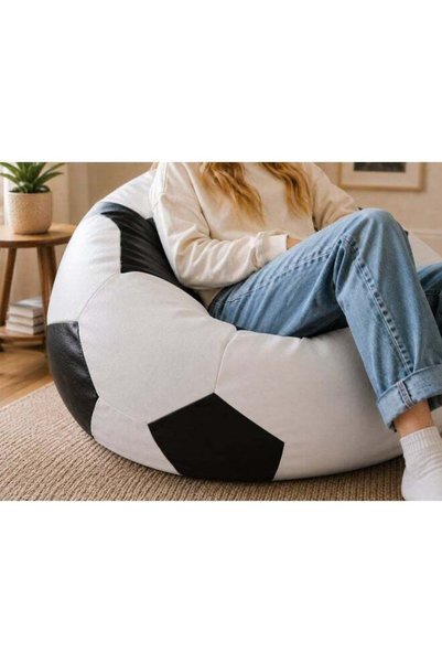 Generic Fatbag Classic Football Style Bean Bag | Black & White Design | Faux ...