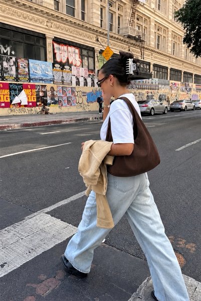 Ecrou Suede Hobo Bag Brown