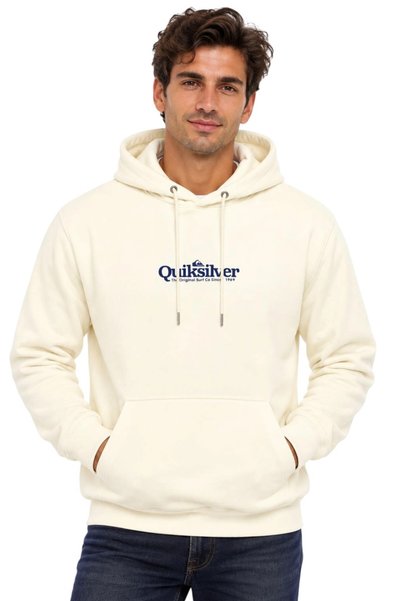 Quiksilver سويت شيرت بقلنسوة باللون البيج للرجال من Fineline