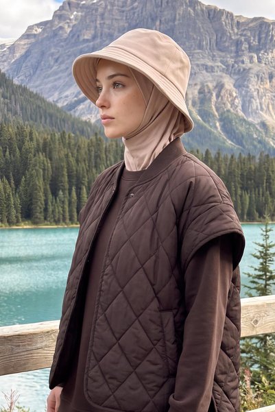 Aisha's Design قبعة دلو شتوية ببطانة داخلية للحجاب، B-103O