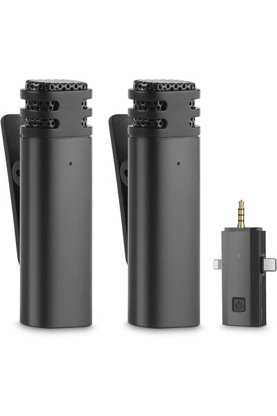 SYOSI Mini Wireless Lavalier Microphone, Cordless Double Mics Lapel Microphon...