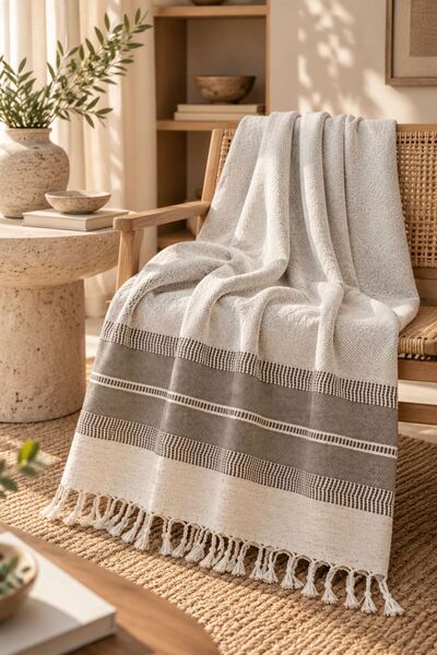 Layan Home Buldan Kara Pattern 100% Cotton Double Bedspread, Pique & Sofa Cov...