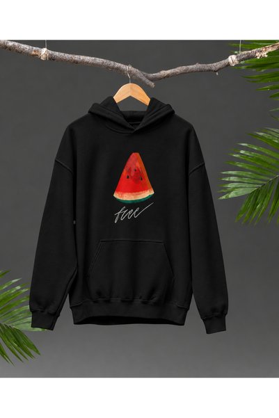 Nulivez Palestine Themed Watermelon Printed Hooded Sweatshirt – Free Palestine