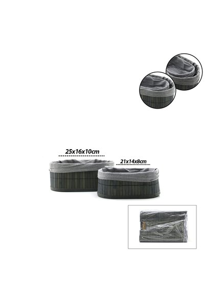INURA GLOBAL İ22-331 (Gray) (2 Sizes) (Oval) (Bamboo Edge) Organizer Basket (...