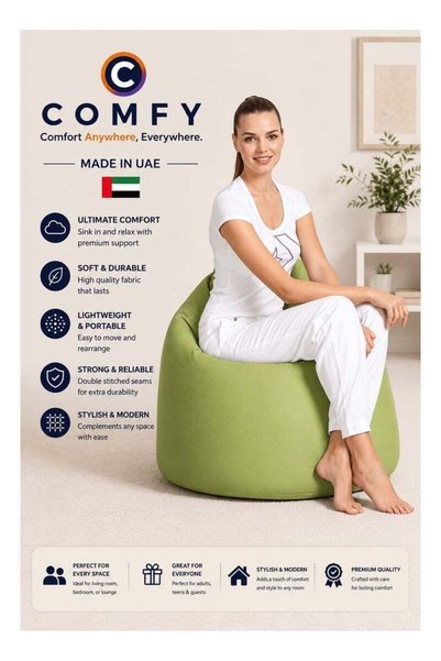 Generic Comfy Pvc Large Green Adult Bean Bag With Bouncy Virgin Beans