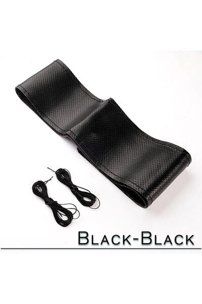 Choice B-BLACK-BLACK 38cm 15inch Car Steering Wheel Braid Cover Artificial Le...