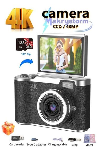 Generic Makrystorm 4k CCD Digital Zoom Student Digital Camera 48MP Portable D...