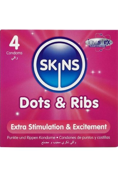 Skins -Dots & Ribs Premium Prezervative Pachet 4-Latex