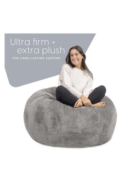 Generic COMFY CLASSIC ADULT GREY VELVET BEAN BAG WITH VIRGIN BEANS FILLING 7