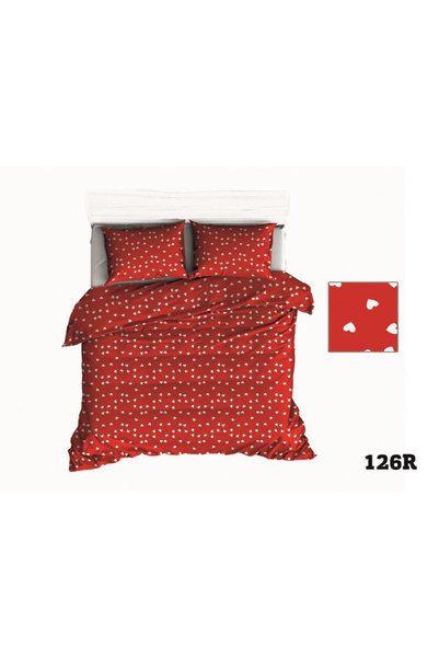 Karo Set de lenjerie de pat 140x200 R126 inimi rosii inimi albe 315D