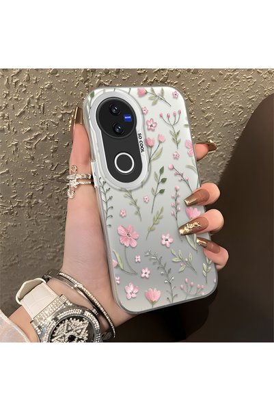 CHICASELUX Vivo V50 Compatible Pink Branch Flower Case, Shockproof Silicone, ...