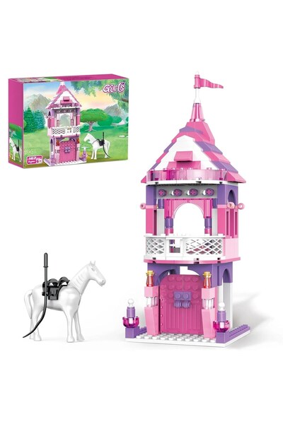 SARALMA Set de constructie turn de printesa cu cal, compatibil lego, educativ...