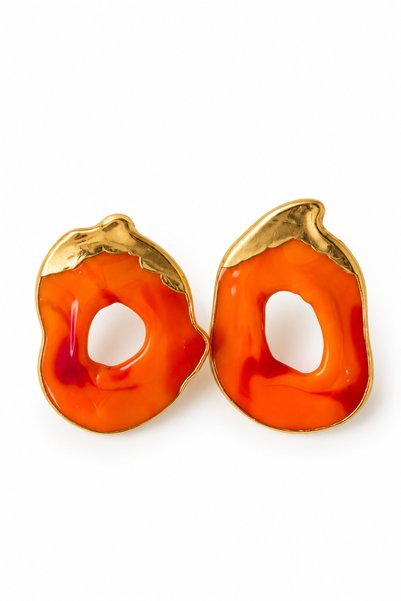 Marka Amorphous Earrings N262470 Orange - Red