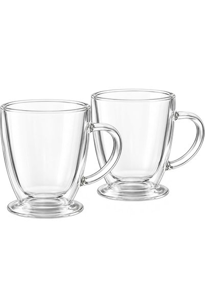 Cuisine Art 150ml V-Shaped Double Wall Borosilicate Glass Cups, Set of 2, Clear