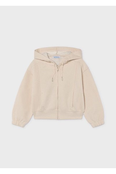 MAYORAL Girl's Hooded Zippered Jacket Beige 4423