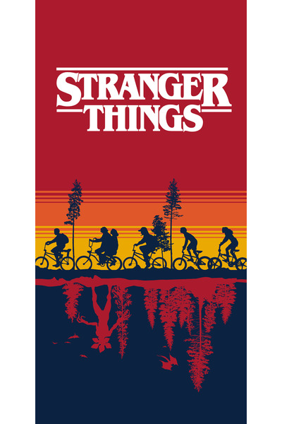 Jerry Fabrics Prosop de plaja, Jerry Fabrics, Stranger Things, 70x140cm, rosu...