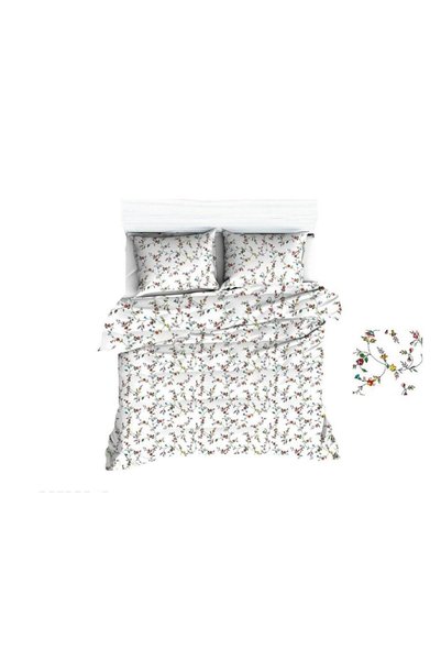 Karo Set de lenjerie de pat 160x200 1682E flori albe galben rosu 1126N
