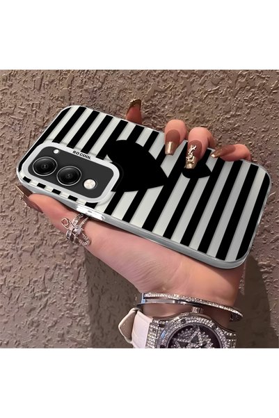 CHICASELUX Vivo Y19/Y19S 5G/Y19E Compatible Striped Black Case, Shockproof Si...