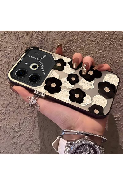 CHICASELUX حافظة مطبوعة على شكل زهرة بنمط الطلاء الزيتي متوافقة مع هاتف Tecno...