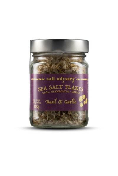 Salt Odyssey Νιφάδες Θαλασσινού Αλατιού με Βασιλικό & Σκόρδο 100γρ 15966