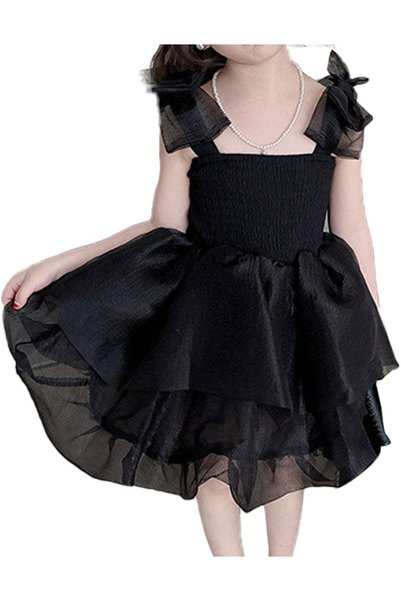 OtherMax Rochie Fetițe Tul Elegantă de Ocazie Neagră 6-7 ani 120cm