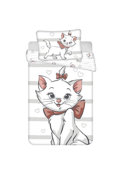 Jerry Fabrics Set lenjerie de pat 100x135 Marie Cat Bow alb gri fata de perna...