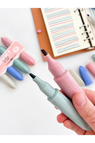 Kağıt Gemi Dükkan Monet Renkler 4'lü Pastel Renkli Yumuşak Uçlu Marker Kalem Seti / Fosforlu Kalem/ Keçeli Kalem/ Highlighter/İşaretleme Kalemi