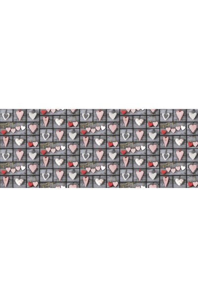 Karo Cearsaf din bumbac, 617E, 160 x 200 cm, gri, model inimioare roz