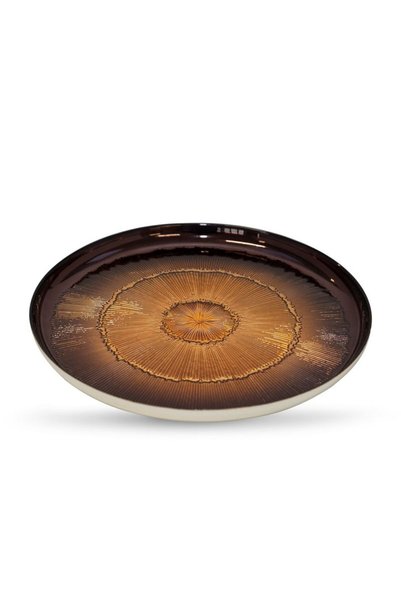Eurofirany Platou decorativ din sticla, 28x2 cm, maro