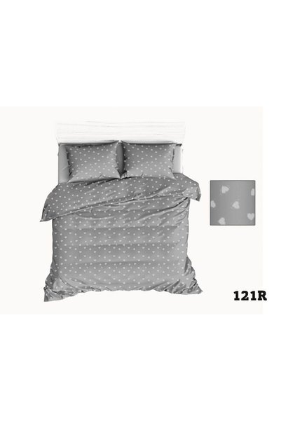 Karo Set de lenjerie de pat 90x120 R121 inimioare gri inimioare albe 275D