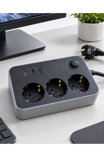 ARMÜZ Surge Protected Extension Socket with USB and Type C Outlets for Comput...