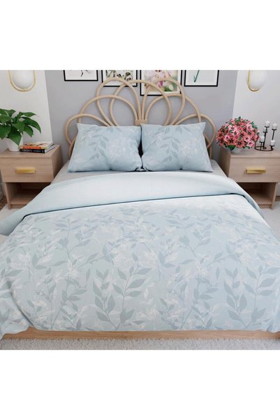 Markizeta Lenjerie de pat, Lilu, 160x200cm, bumbac satinat, motiv botanic, al...