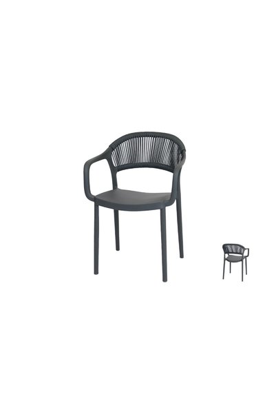 IN HOME STORE كرسي خارجي عصري بتصميم شبكي أنيق ولون رمادي داكن